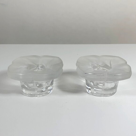 Paul Sebastian Design Lead Crystal Flower Taper Candle Holders With Box - Picture 5 of 8
